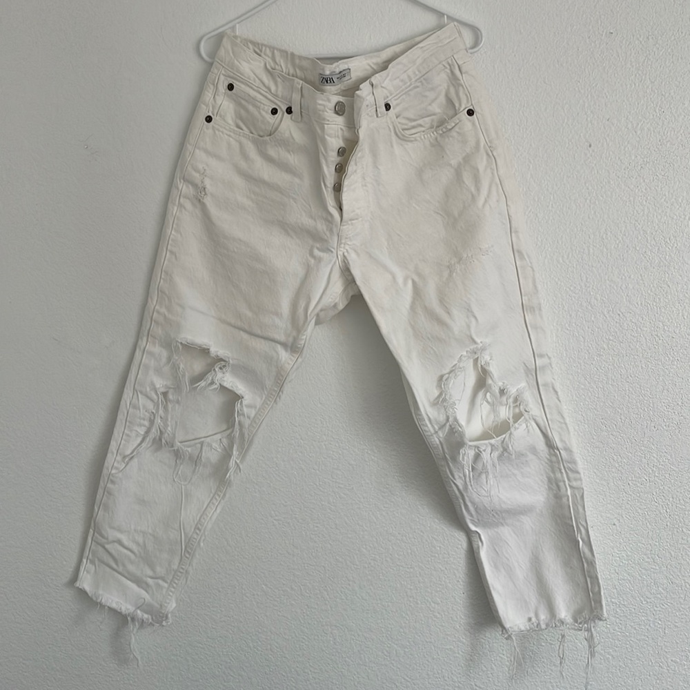 Zara White Ripped Jeans Men’s